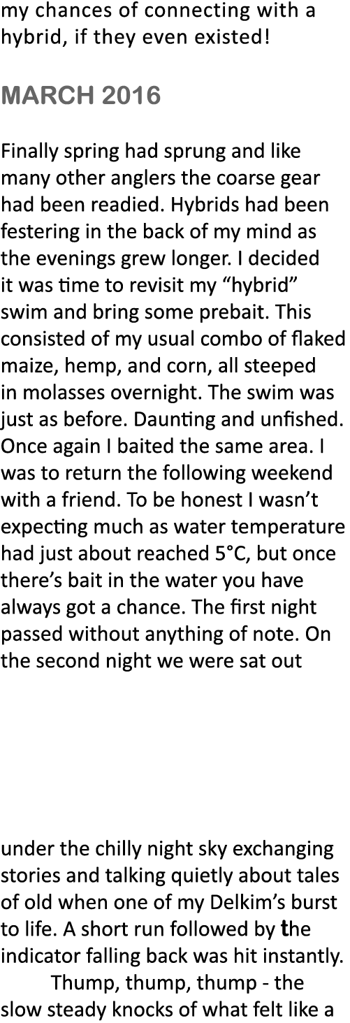 my chances of connecting with a hybrid, if they even existed! March 2016 Finally spring had sprung and like many othe...