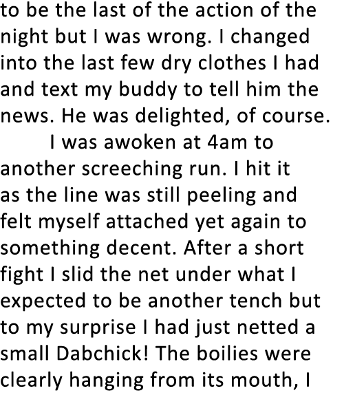 to be the last of the action of the night but I was wrong. I changed into the last few dry clothes I had and text my ...