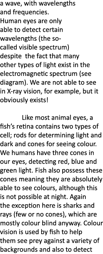 a wave, with wavelengths and frequencies. Human eyes are only able to detect certain wavelengths (the so-called visib...