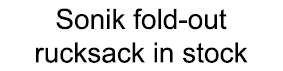 Sonik fold-out rucksack in stock