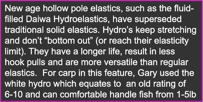 New age hollow pole elastics, such as the fluid-filled Daiwa Hydroelastics, have superseded traditional solid elastic...
