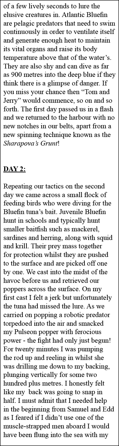 of a few lively seconds to lure the elusive creatures in. Atlantic Bluefin are pelagic predators that need to swim co...