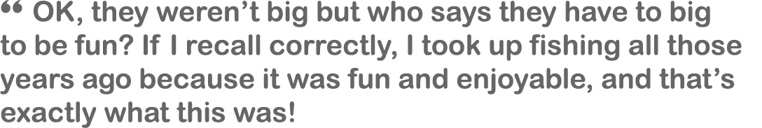 “ OK, they weren’t big but who says they have to big to be fun? If I recall correctly, I took up fishing all those ye...