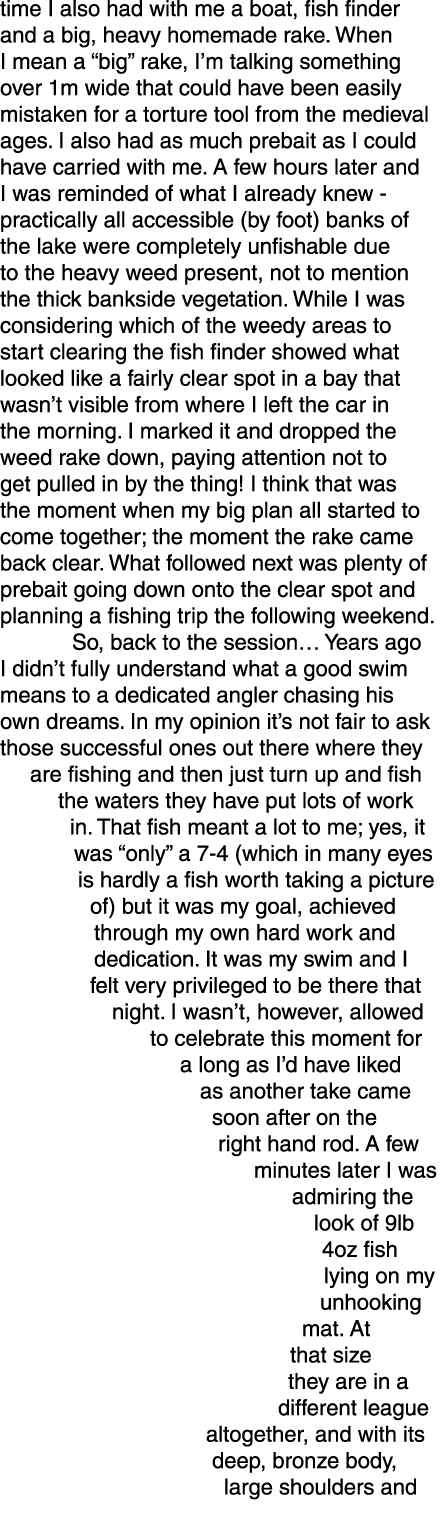 time I also had with me a boat, fish finder and a big, heavy homemade rake. When I mean a “big” rake, I’m talking som...