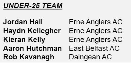 Under-25 team Jordan Hall Erne Anglers AC Haydn Kellegher Erne Anglers AC Kieran Kelly Erne Anglers AC Aaron Hutchman...