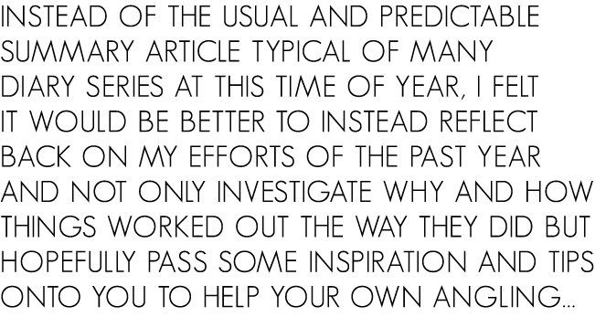 Instead of the usual and predictable summary article typical of many diary series at this time of year, I felt it wou...