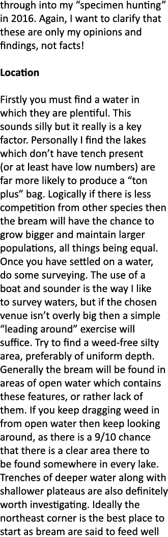 through into my “specimen hunting” in 2016. Again, I want to clarify that these are only my opinions and findings, no...