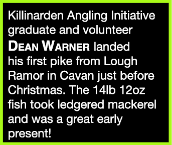 Killinarden Angling Initiative graduate and volunteer Dean Warner landed his first pike from Lough Ramor in Cavan jus...
