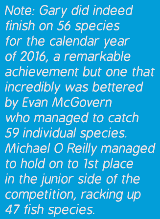 Note: Gary did indeed finish on 56 species for the calendar year of 2016, a remarkable achievement but one that incre...