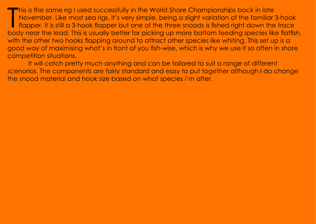 This is the same rig I used successfully in the World Shore Championships back in late November. Like most sea rigs, ...
