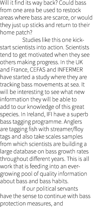 Will it find its way back? Could bass from one area be used to restock areas where bass are scarce, or would they jus...