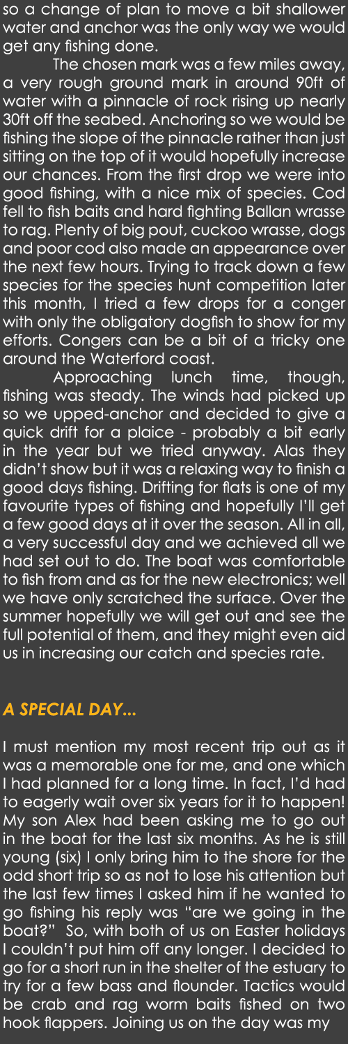 so a change of plan to move a bit shallower water and anchor was the only way we would get any fishing done.  The cho...