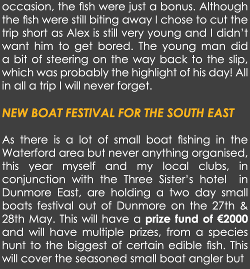 occasion, the fish were just a bonus. Although the fish were still biting away I chose to cut the trip short as Alex ...