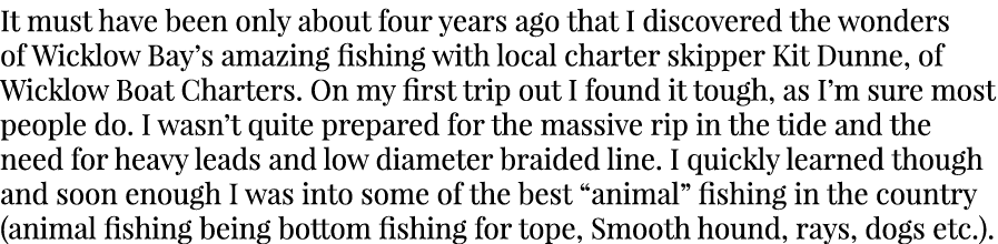 It must have been only about four years ago that I discovered the wonders of Wicklow Bay’s amazing fishing with local...