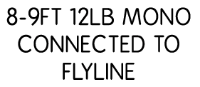 8-9ft 12lb mono connected to flyline