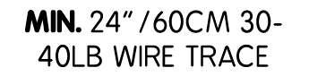 Min. 24”/60cm 30-40lb wire trace