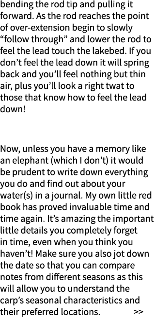 bending the rod tip and pulling it forward. As the rod reaches the point of over-extension begin to slowly “follow th...