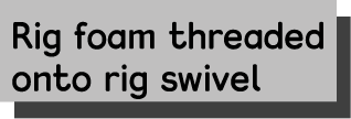 Rig foam threaded onto rig swivel