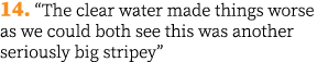 14. “The clear water made things worse as we could both see this was another seriously big stripey”