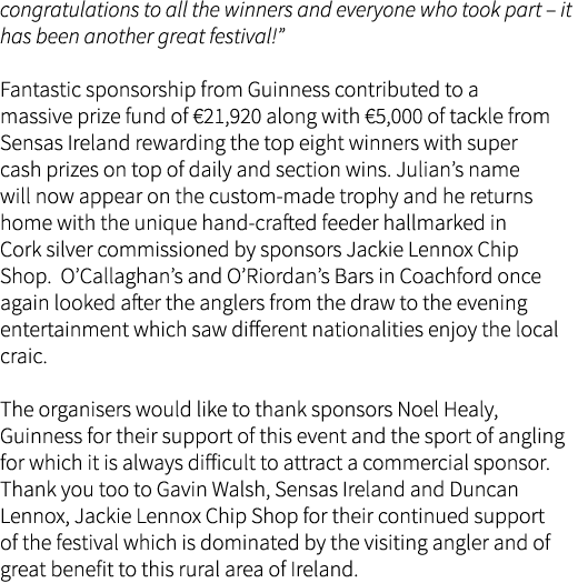 congratulations to all the winners and everyone who took part – it has been another great festival!” Fantastic sponso...