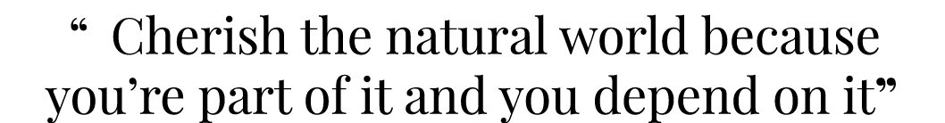 “ Cherish the natural world because you’re part of it and you depend on it” 