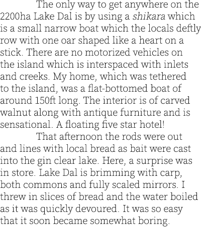  The only way to get anywhere on the 2200ha Lake Dal is by using a shikara which is a small narrow boat which the loc...