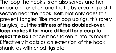 The loop the hook sits on also serves another important function and that is by creating a stiff section near the hoo...
