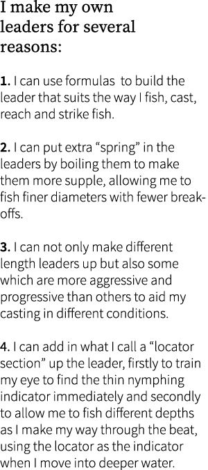 I make my own leaders for several reasons: 1. I can use formulas to build the leader that suits the way I fish, cast,...