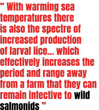 “ With warming sea temperatures there is also the spectre of increased production of larval lice... which effectively...