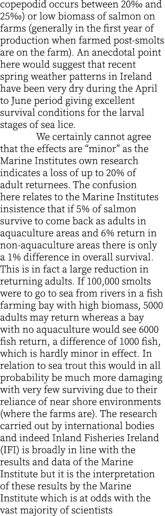copepodid occurs between 20‰ and 25‰) or low biomass of salmon on farms (generally in the first year of production wh...