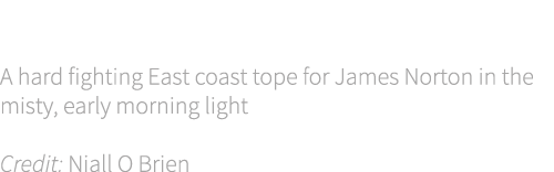 Cover shot A hard fighting East coast tope for James Norton in the misty, early morning light Credit: Niall O Brien