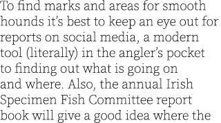 To find marks and areas for smooth hounds it’s best to keep an eye out for reports on social media, a modern tool (li...