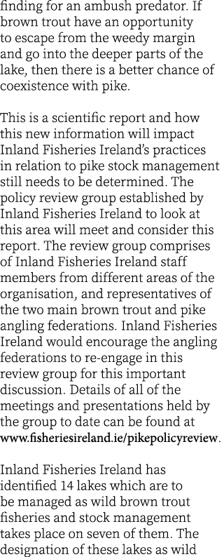 finding for an ambush predator. If brown trout have an opportunity to escape from the weedy margin and go into the de...