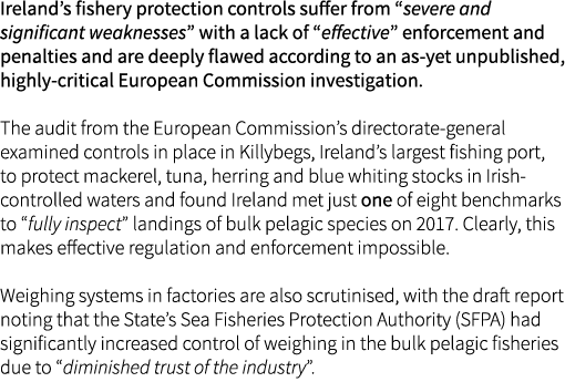 Ireland’s fishery protection controls suffer from “severe and significant weaknesses” with a lack of “effective” enfo...