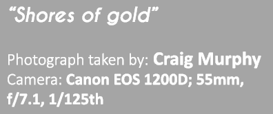 “Shores of gold” Photograph taken by: Craig Murphy Camera: Canon EOS 1200D; 55mm, f/7.1, 1/125th