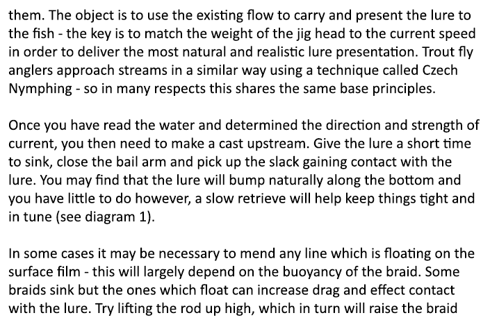 them. The object is to use the existing flow to carry and present the lure to the fish - the key is to match the weig...