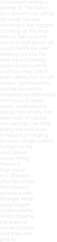 I remember seeing a picture of ‘The Duke’ Mick Brown in an article he wrote. He was standing in the margins, churning...