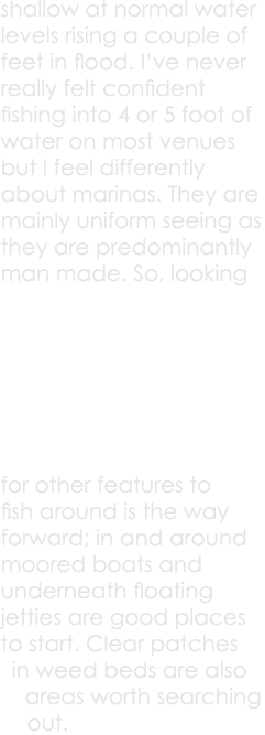 shallow at normal water levels rising a couple of feet in flood. I’ve never really felt confident fishing into 4 or 5...