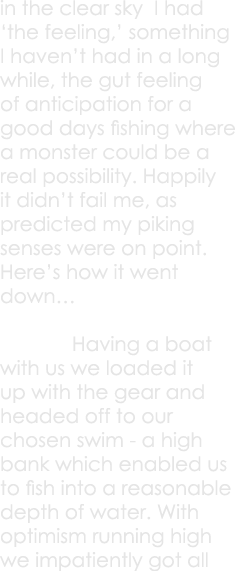 in the clear sky I had ‘the feeling,’ something I haven’t had in a long while, the gut feeling of anticipation for a ...